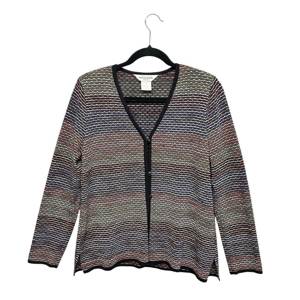 Exclusively Misook Jacket Cardigan Size Small Pet. 100% Acrylic Rainbow Career‎